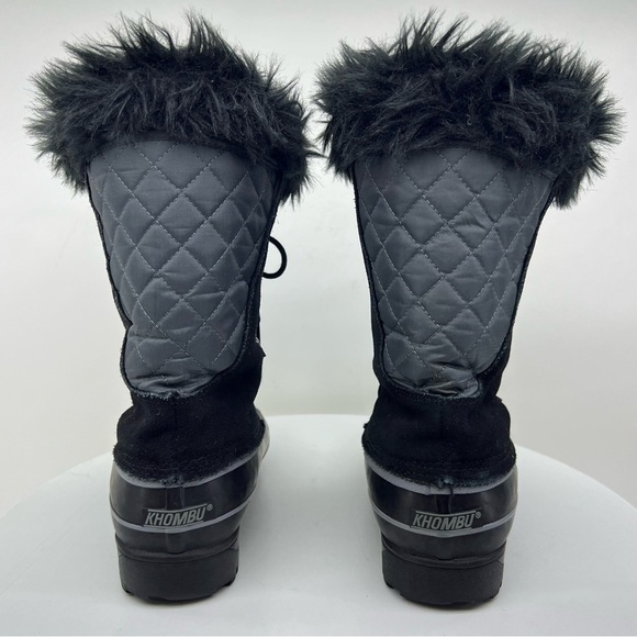 Khombu Boots Nordic 2 Waterproof Rain Snow Winter Black Suede Faux Fur Gorp Lace - Picture 7 of 12